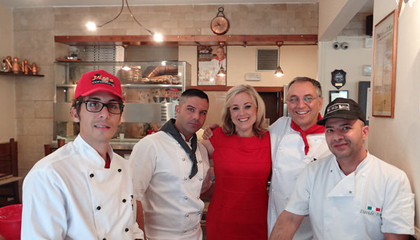 Host Kathy McCabe at pizza school in Naples